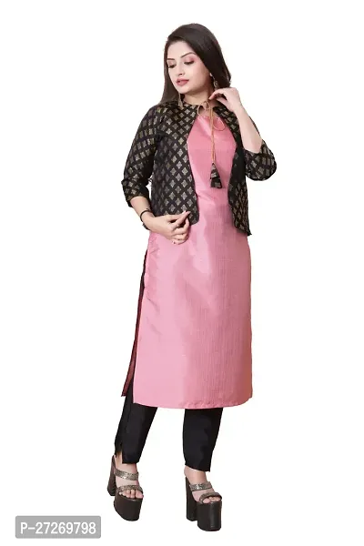 Stylish Soft Silk Kurta With Pant And Koti Set For Women