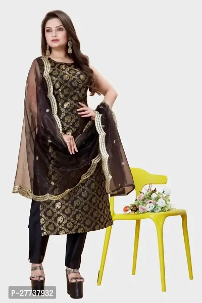 Elegant Banarasi Silk Jacquard Weave Dress Material with Dupatta For Women-thumb0