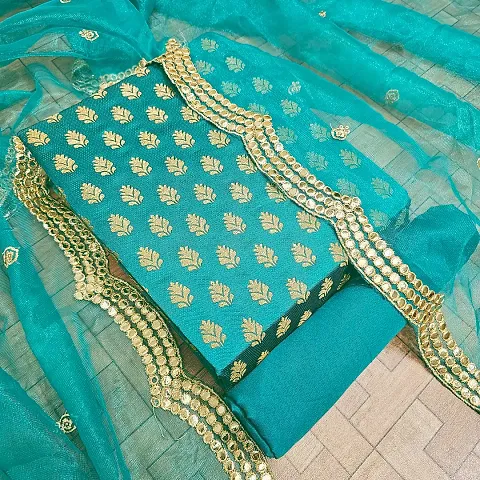 Stylish Banarasi Silk Jacquard Unstitched Suit