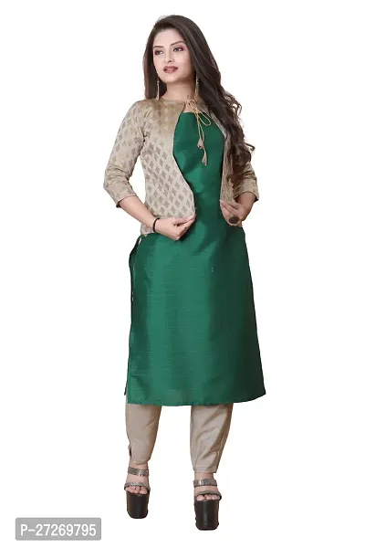 Stylish Soft Silk Kurta With Pant And Koti Set For Women-thumb0