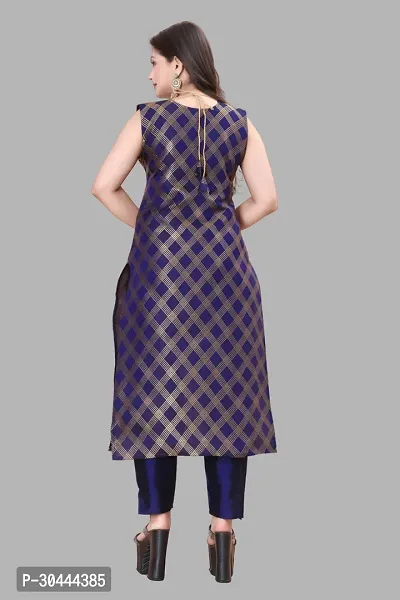 Stylish Navy Blue Jacquard Kurta, Bottom And Dupatta Set For Women-thumb3