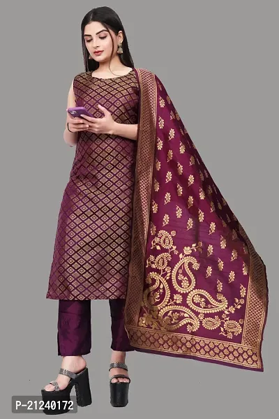 Stylish A-Line Purple Jacquard Jacquard kurta Set