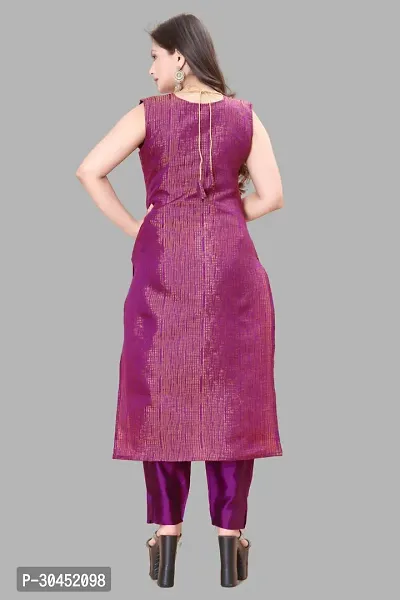 Elegant Purple Woven Design Jacquard Kurta Pant With Dupatta For Women-thumb3