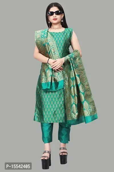 Stylish Fancy Banglori Silk Kurta With Bottom Wear And Dupatta Set For Women