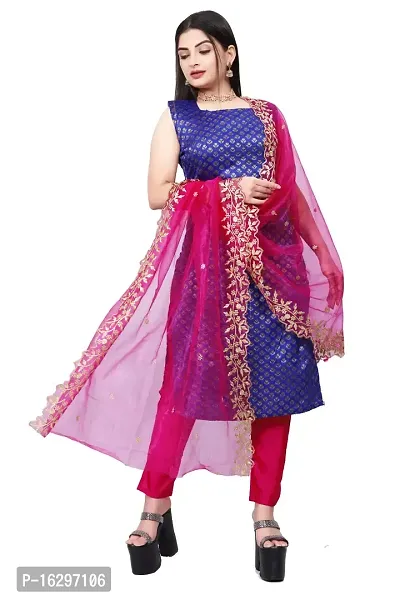 Stylish Fancy Jacquard Unstitched Dress Material Top With Bottom And Dupatta Set For Women