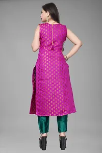 A-Line Black Woven Design Jacquard kurta Set-thumb1