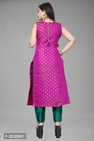 A-Line Black Woven Design Jacquard kurta Set-thumb2