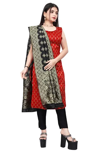 Stylish Fancy Jacquard Unstitched Dress Material Top With Bottom And Dupatta Set For Women