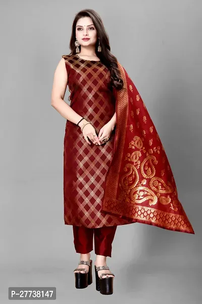 Elegant Banarasi Silk Jacquard Weave Dress Material with Dupatta For Women