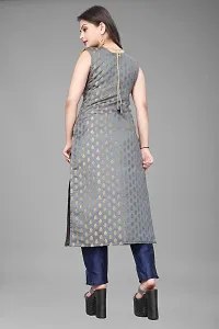 A-Line Black Woven Design Jacquard kurta Set-thumb1