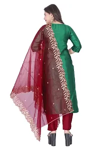 Stylish Green Silk Kurta, Bottom And Dupatta Set For Women-thumb2