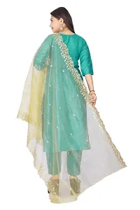 Stylish Green Silk Kurta, Bottom And Dupatta Set For Women-thumb2