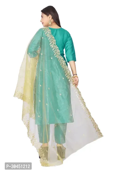 Stylish Green Silk Kurta, Bottom And Dupatta Set For Women-thumb3