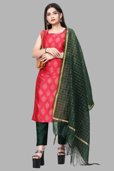 Stylish A-Line Jacquard Kurta Set