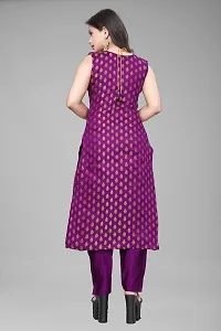 A-Line Purple Woven Design Jacquard kurta Set-thumb3