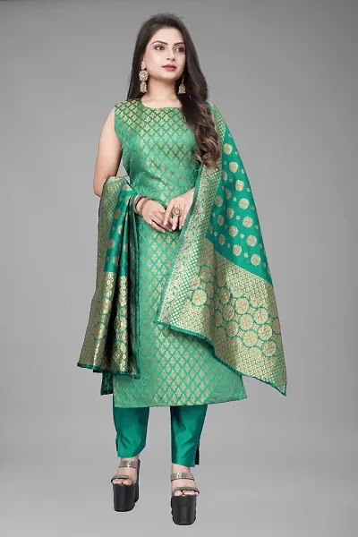 Elegant Jacquard Jacquard Weave Dress Material With Dupatta For Women