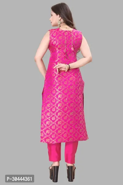 Stylish Pink Jacquard Kurta, Bottom And Dupatta Set For Women-thumb3