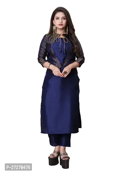 Stylish Soft Silk Kurta With Pant And Koti Set For Women-thumb0