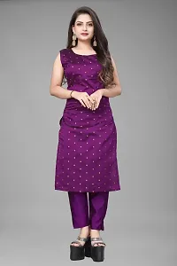 A-Line Purple Woven Design Jacquard kurta Set-thumb1