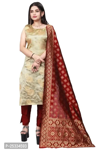 A-Line Beige Woven Design Jacquard kurta Set-thumb0