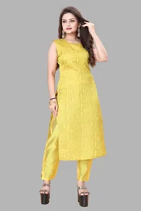 Elegant Yellow Woven Design Jacquard Kurta Pant With Dupatta For Women-thumb1