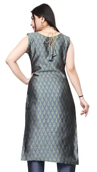 A-Line Grey Woven Design Jacquard Kurti-thumb1