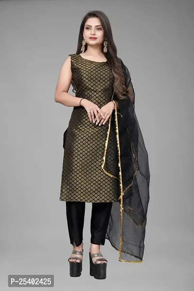 Elegant White Jacquard Jacquard Weave Dress Material With Dupatta For Women