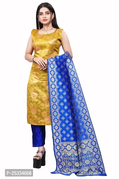 A-Line Yellow Woven Design Jacquard kurta Set