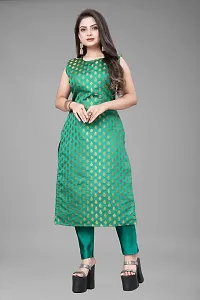 A-Line Teal Woven Design Jacquard kurta Set-thumb1