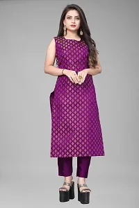 A-Line Purple Woven Design Jacquard kurta Set-thumb1