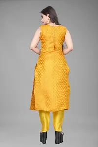 A-Line Yellow Woven Design Jacquard kurta Set-thumb2