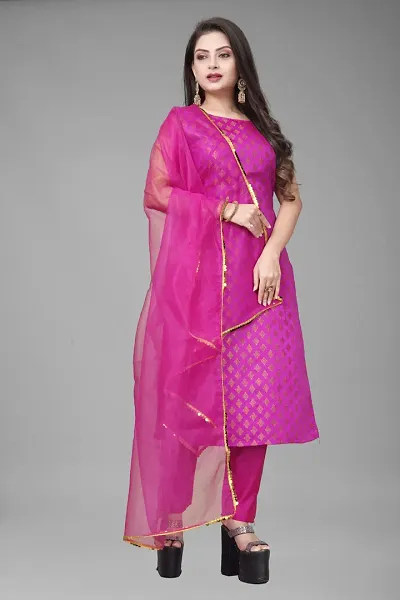 Fancy Jacquard Kurta Set For Women