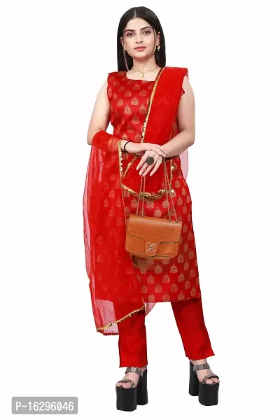 Stylish Fancy Jacquard Unstitched Dress Material Top With Bottom And Dupatta Set For Women-thumb0