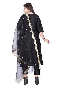 Stylish Black Silk Kurta, Bottom And Dupatta Set For Women-thumb2