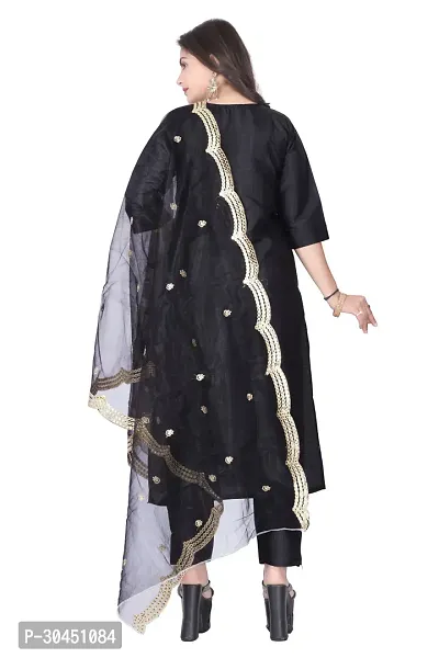 Stylish Black Silk Kurta, Bottom And Dupatta Set For Women-thumb3