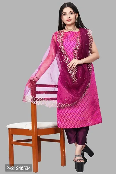 Stylish A-Line Pink Jacquard Jacquard kurta Set-thumb0
