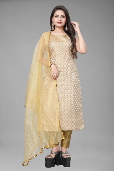 A-Line Woven Design Jacquard Kurta Set