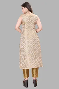 Stylish Beige Jacquard Kurta, Bottom And Dupatta Set For Women-thumb2