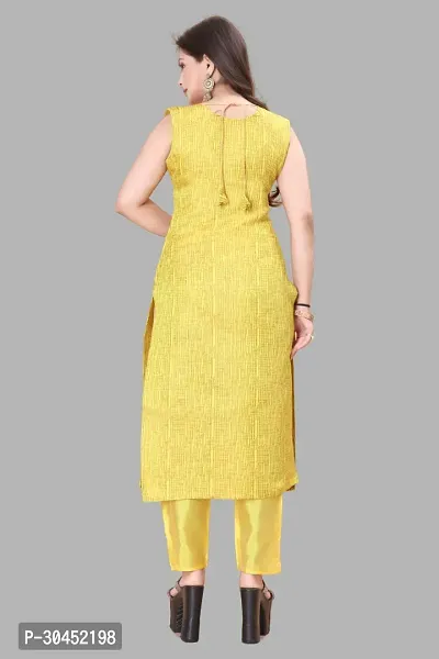 Elegant Yellow Woven Design Jacquard Kurta Pant With Dupatta For Women-thumb3