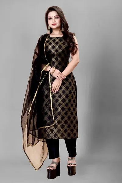 Stylish Banarasi Silk Jacquard Unstitched Suit