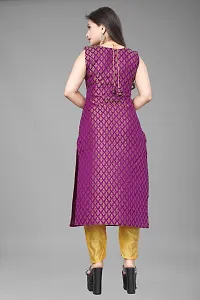 A-Line Purple Woven Design Jacquard Kurti-thumb1