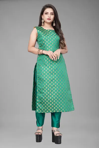 A-Line Woven Design Jacquard kurta Set