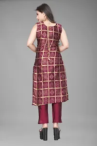 A-Line Maroon Woven Design Jacquard kurta Set-thumb2