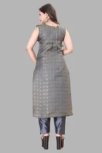 Elegant Grey Woven Design Jacquard A-Line Kurta Pant With Dupatta For Women-thumb2