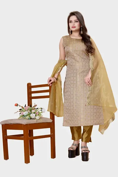 Elegant Jacquard Jacquard Weave Dress Material With Dupatta For Women