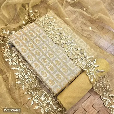 Elegant Banarasi Silk Jacquard Weave Dress Material with Dupatta For Women