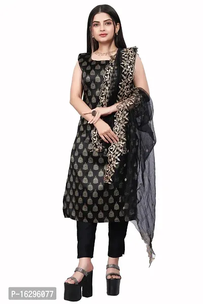 Stylish Fancy Jacquard Unstitched Dress Material Top With Bottom And Dupatta Set For Women