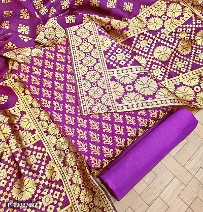 Elegant Banarasi Silk Jacquard Weave Dress Material with Dupatta For Women