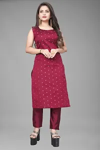 A-Line Maroon Woven Design Jacquard kurta Set-thumb1