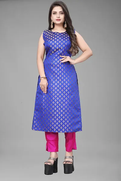 Stylish Jacquard A-Line Woven Design Kurta Bottom Set